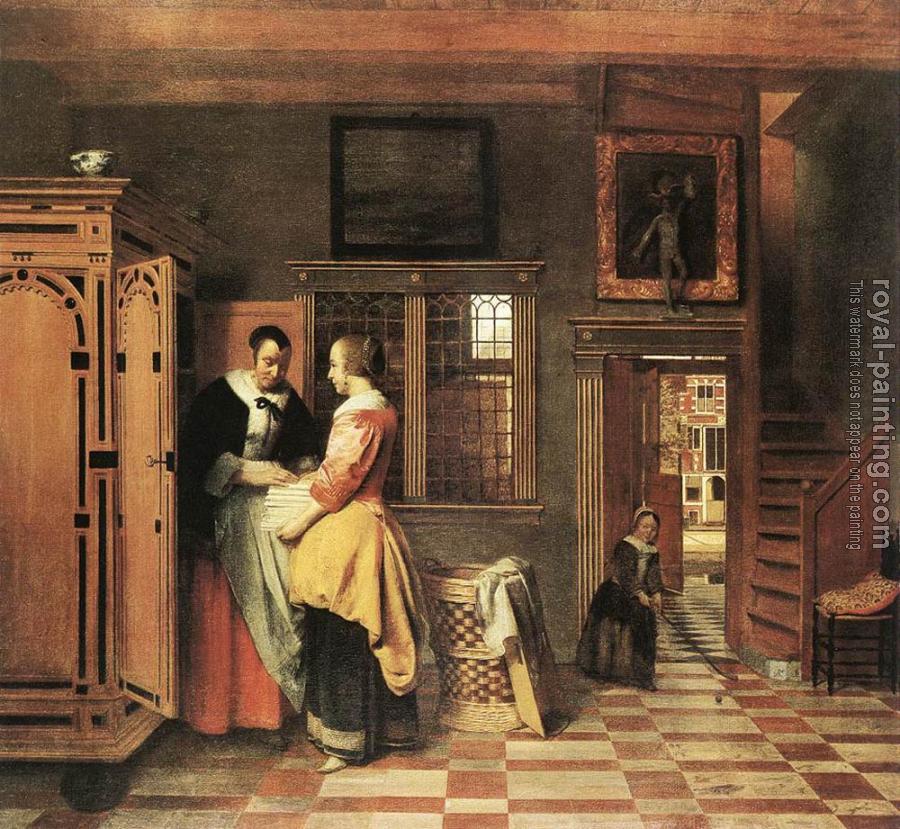 Pieter De Hooch : At the Linen Closet